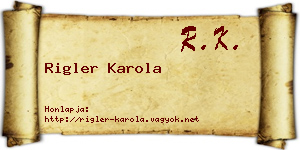 Rigler Karola névjegykártya